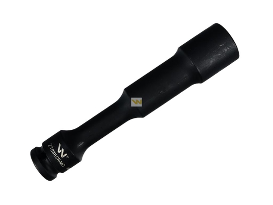 Nasadka udarowa 1/2", sześciokątna slim przelotowa ze stali CrMo 21mm długość 150 mm, stosowane w mechanice do kluczy udarowych, Waryński