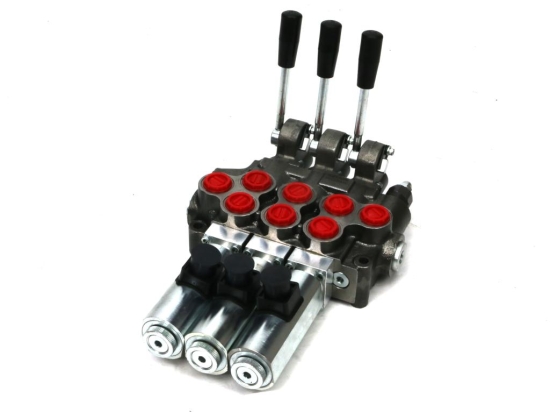 Rozdzielacz hydrauliczny (50 l/m) 3 sekc.ster. Ręczno elektryczne 12 DC