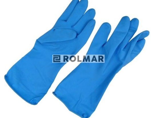 Rękawice ochronne gumowe flokowane niebieskie M 60g ogólne prace mechaniczne oraz rolnictwo i ogrodnictwo ( sprzedawane po 12 )