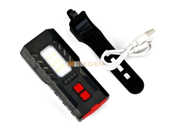 Lampa rowerowa LED przednia zdwojona z powerbankiem 4000 mAh i funkcją RED ładowana USB Teger