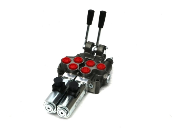Rozdzielacz hydrauliczny (50 l/m) 2 sekc.ster. Ręczno elektryczne 24 DC