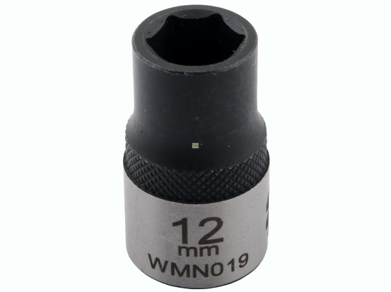 Nasadka sześciokątna 1/2". 12 mm. CrV50BV30. DIN 3124. Waryński