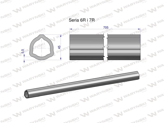 Rura wewnętrzna Seria 6R i 7R do wału 860 przegubowo-teleskopowego 45x5.5mm 705 mm WARYŃSKI
