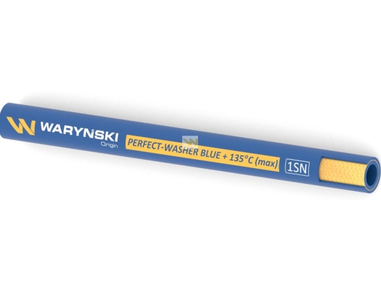 Wąż hydrauliczny do urządzeń myjących PERFECT-WASHER BLUE 135 stopni 1SN DN12 1-oplotowy 160 Bar Waryński (sprzedawany po 50m)