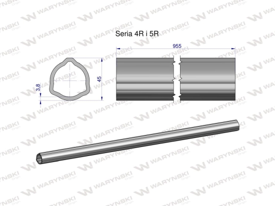 Rura wewnętrzna Seria 4R i 5R do wału 1110 przegubowo-teleskopowego 45x3.8 mm 955 mm WARYŃSKI