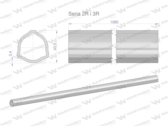 Rura zewnętrzna Seria 2R i 3R do wału 1210 przegubowo-teleskopowego 43.5x3.4 mm 1085 mm WARYŃSKI