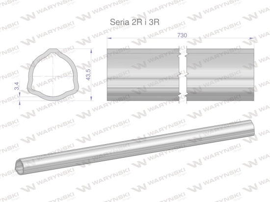 Rura zewnętrzna Seria 2R i 3R do wału 860 przegubowo-teleskopowego 43.5x3.4 mm 735 mm WARYŃSKI