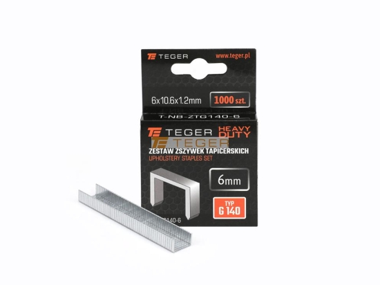 Zestaw zszywek tapicerskich HEAVY DUTY (typ G/140) 6/10,6/1,2mm / 1000 szt / TEGER