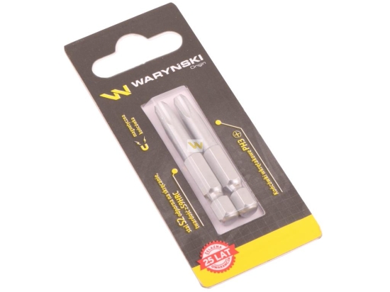 Końcówki wkrętakowe bity PH3 50mm Waryński komplet w blistrze dwusztukowym