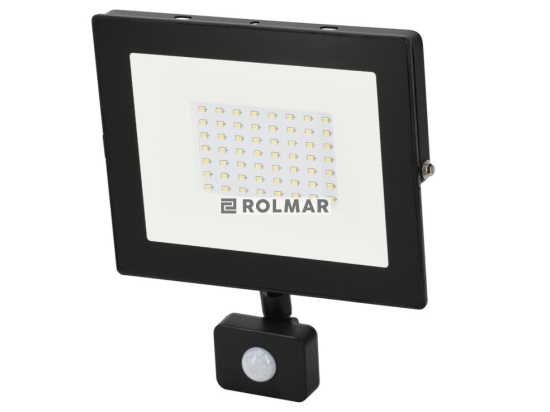 Naświetlacz, Lampa LED SMD 230V 50W 4000K 4280LM IP65 CZARNY Z CZUJNIKIEM RUCHU