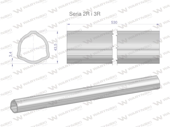 Rura zewnętrzna Seria 2R i 3R do wału 660 przegubowo-teleskopowego 43.5x3.4 mm 535 mm WARYŃSKI