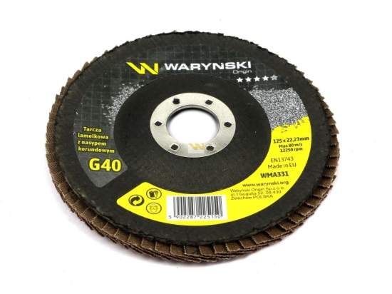 Tarcza do szlifierki 125 mm lamelkowa z elektrokorundem GR40 (sprzedawana po 10 szt.) Waryński