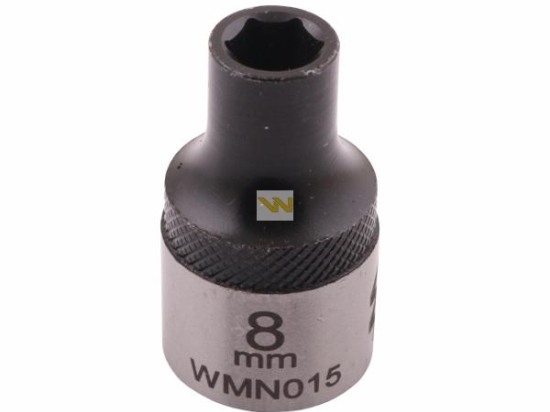 Nasadka sześciokątna 1/2". 8 mm. CrV50BV30. DIN 3124. Waryński
