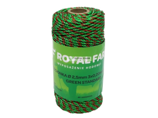 Plecionka, do elektryzatora 2,5mm, 3x0,20mm SS zielono-pomarańczowa 100m, Royal Farm