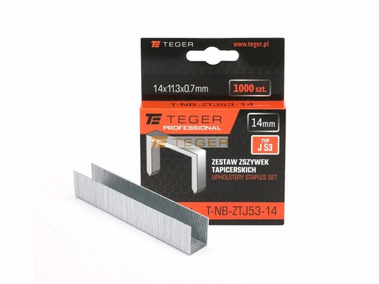 Zestaw zszywek tapicerskich PROFESSIONAL (typ J/53) 14/11,3/0,7mm / 1000 szt / TEGER