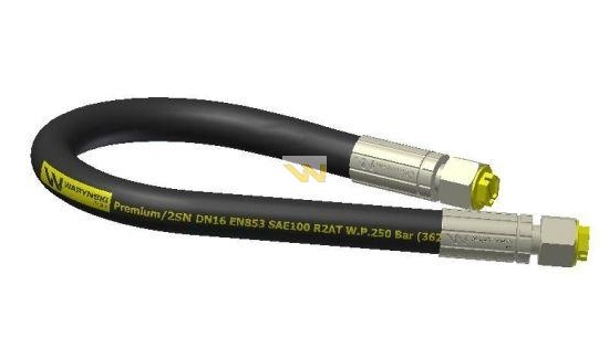 Przewód hydrauliczny 250 bar gwint M27x2 proste L-700mm DN16-2SN (AA-700/M27X2/25MPA; P11P11) Waryński