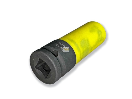Nasadka udarowa 1/2 ze stali CrMo 19mm z magnesem i osłoną do felg aluminiowych Waryński