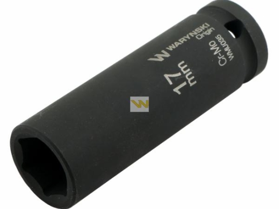 Nasadka udarowa sześciokątna długa 1/2". 17 mm. CrMo. DIN 3129. Waryński