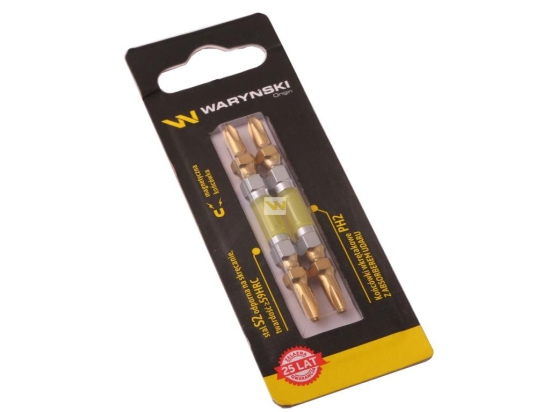 Końcówki wkrętakowe z absorberem PH2 65mm Waryński komplet w blistrze dwusztukowym
