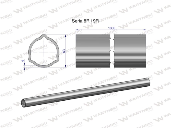 Rura zewnętrzna Seria 8R i 9R do wału 1210 przegubowo-teleskopowego 63x4 mm 1085 mm WARYŃSKI