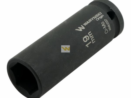 Nasadka udarowa sześciokątna długa 1/2". 19 mm. CrMo. DIN 3129. Waryński