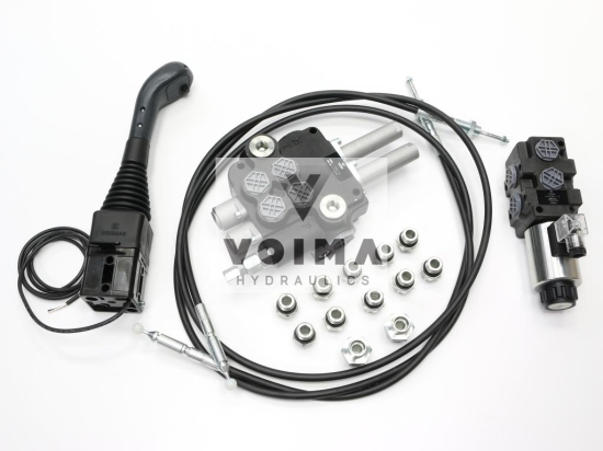 Zestaw do Ładowacz TUR -Rozdzielacz 80L 2-sekcyjny + Elektrozawór + Joystick z przyciskiem + Elementy złączne + Linki na kulkę 2000mm VOIMA
