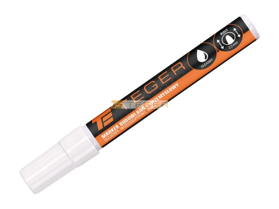 Marker budowlano - przemysłowy - biały (końcówka okrągła 2.5 mm. tusz biały olejowy. wodoodporny ) / TEGER (sprzedawane po 20 szt.)