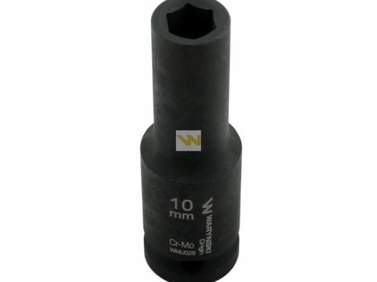 Nasadka udarowa sześciokątna długa 1/2". 10 mm. CrMo. DIN 3129. Waryński