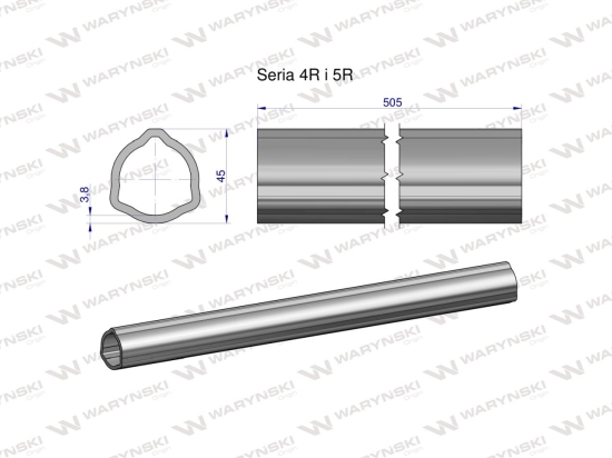 Rura wewnętrzna Seria 4R i 5R do wału 660 przegubowo-teleskopowego 45x3.8 mm 505 mm WARYŃSKI