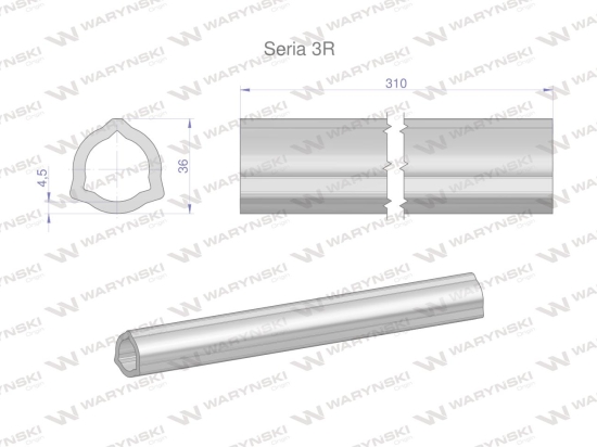 Rura wewnętrzna Seria 3R do wału 460 przegubowo-teleskopowego 36x4.5 mm 315 mm WARYŃSKI