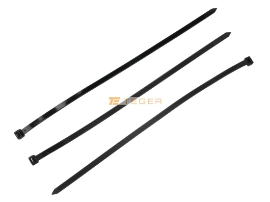 Opaski kablowe, opaski zaciskowe, tyrytytki, trytytki, 7.5 x 400mm 100 szt w worku czarne odporne na UV, Teger