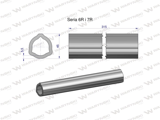 Rura wewnętrzna Seria 6R i 7R do wału 460 przegubowo-teleskopowego 45x5.5mm 315 mm WARYŃSKI