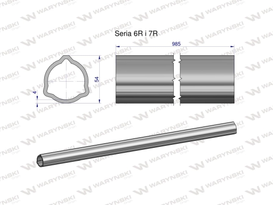 Rura zewnętrzna Seria 6R i 7R do wału 1110 przegubowo-teleskopowego 54x4 mm 985 mm WARYŃSKI