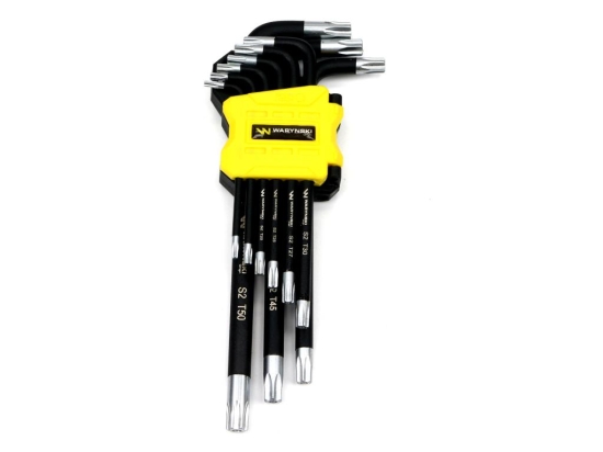 Zestaw kluczy przedłużonych TORX  T10-T50 ze stali S2 9el w uchwycie Waryński