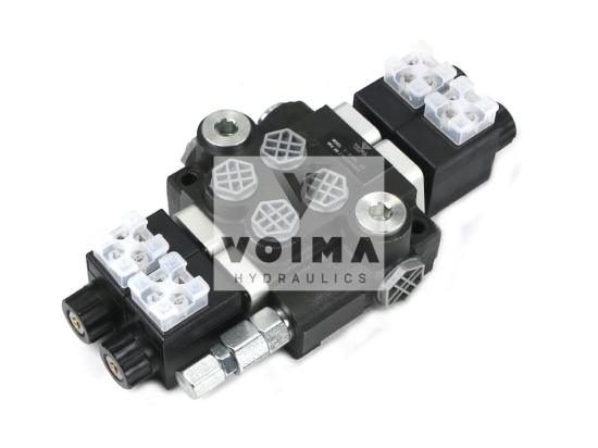 Rozdzielacz hydrauliczny 2-sekcyjny sterowany elektrycznie 12V 40L VOIMA