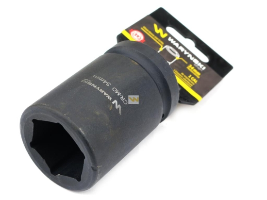 Nasadka udarowa sześciokątna 1"długa. 34 mm. CrMo. DIN 3129 Waryński