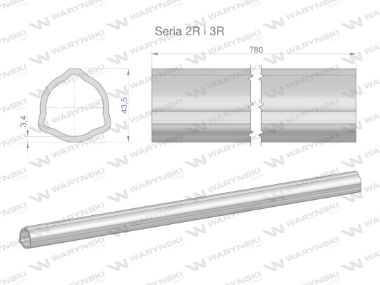 Rura zewnętrzna Seria 2R i 3R do wału 910 przegubowo-teleskopowego 43.5x3.4 mm 785 mm WARYŃSKI
