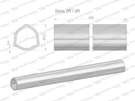 Rura zewnętrzna Seria 2R i 3R do wału 560 przegubowo-teleskopowego 43.5x3.4 mm 435 mm WARYŃSKI