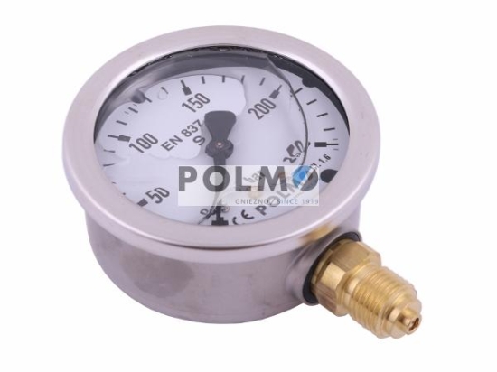 Manometr glicerynowy M63 0-250 bar dolne przyłącze G1/4" POLMO