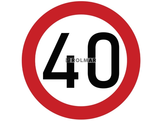 Naklejka laminowana limit prędkości 40 km/h- czerwona obwódka