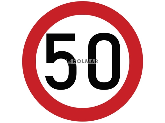Naklejka laminowana limit prędkości 50 km/h- czerwona obwódka