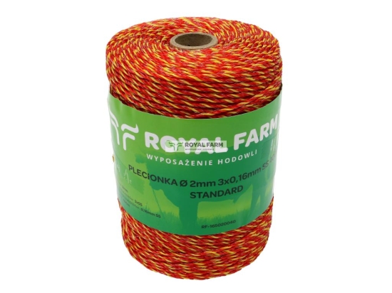 Plecionka, do elektryzatora 2mm, 3x0,16mm SS żółto-pomarańczowa 400m, Royal Farm