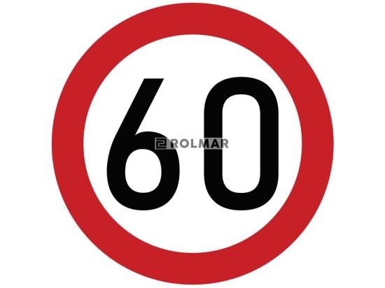 Naklejka laminowana limit prędkości 60 km/h- czerwona obwódka