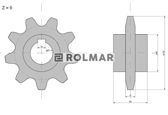 Koło górne podajnika pochyłego Z-9, O 40 mm  Claas