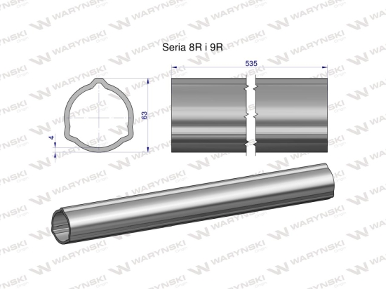 Rura zewnętrzna Seria 8R i 9R do wału 660 przegubowo-teleskopowego 63x4 mm 535 mm WARYŃSKI