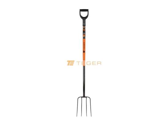Widły gospodarcze 4-zębne na metalowym trzonku - Extra Long, (dł. 1600 mm), Teger