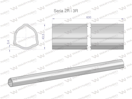 Rura zewnętrzna Seria 2R i 3R do wału 760 przegubowo-teleskopowego 43.5x3.4 mm 635 mm WARYŃSKI