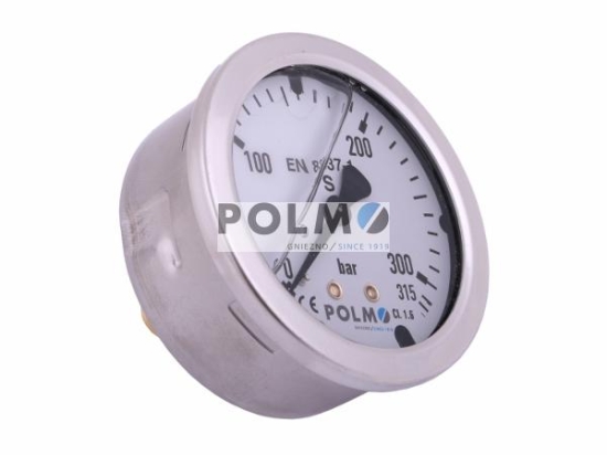 Manometr glicerynowy M63 0-315 bar tylne przyłącze G1/4" POLMO