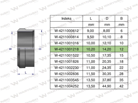 Pierścień zacinający hydrauliczny (DPR12L/S) 12L/12S Waryński ( sprzedawane po 20 )