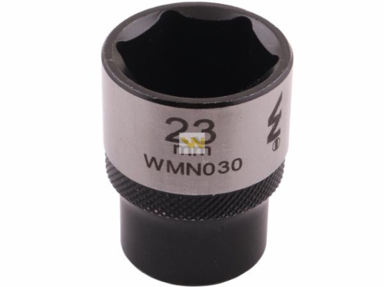 Nasadka sześciokątna 1/2". 23 mm. CrV50BV30. DIN 3124. Waryński